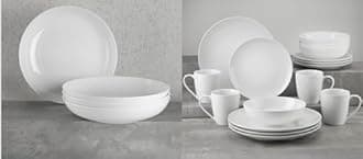 Euro Ceramica Essential Collection Fine Porcelain Classic Coupe 20-Piece Dinnerware and Serveware,4 Pieces 9-Inch Meal Bowl Included, Service for 4, Classic White