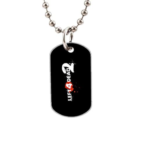 Left 4 Dead 2 Custom New Big Size Oval Dog Tag Necklace,Extra one pc 3.3 " inch and 30" Aluminum Bead Chain