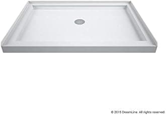 DreamLine 36 in. D x 48 in. W x 76 3/4 in. H Center Drain Acrylic Shower Base and QWALL-5 Backwall Kit In White, DL-6193C-01