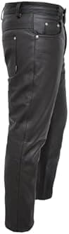 Touch&Torn Leather Pants Motorcycle Pants for Mens 30" to 44" Waist Jeans Style Pant with 5 Pockets Motorbike Pant for Biker