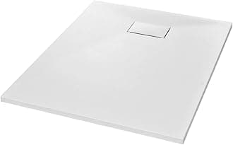 vidaXL Shower Base Tray - Modern Low-Profile Design, SMC Material, White, 100x80 cm, Slate Stone Surface, Stain-, Easy to Clean
