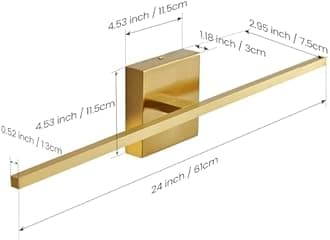 Gold Bathroom Light Fixtures Over Mirror 24 inch 18W LED Vanity Lights for Bathroom Modern Bath Sconces Wall Lighting 3500K Warm Light for Paintings