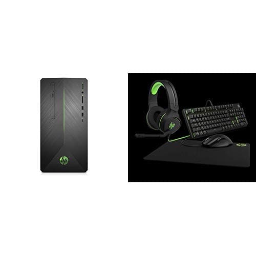 HP Pavilion Gaming Desktop Computer, AMD Ryzen 3 2200G with Includes Omen by Mouse 400 and Pavilion Gaming Mouse Pad 300, Wired, RGB Lighting, 1-Yr Warranty, Black