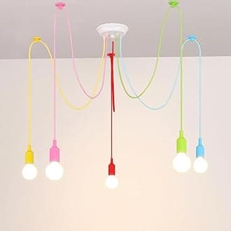 Ymlii Spider Colourful Pendant Light, Kids Fun Chandelier Fixtures, Adjustable DIY Ceiling Lamp for Girls Boy Room, Playroom, Classroom, Living Room, Dining Room E26, 5 Lights