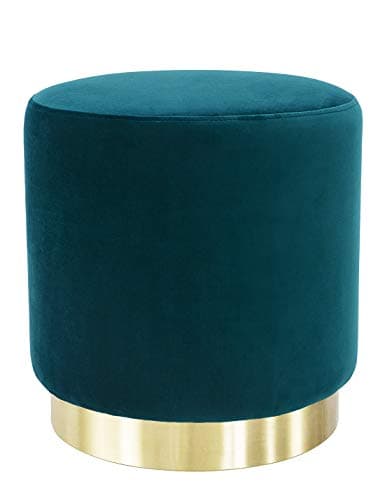 Suhu Poffee Foot Stool Rest Dressing Table Stool Round Ottoman Salon Taburete Stools Chair for Living Room Bedroom Vintage Valvet Seat Stool with Metal Gold Green