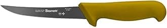 Professional Stainless Steel Kitchen Boning Knife - Narrow Curved Profile - 5-inch (125mm) - Yellow Handle