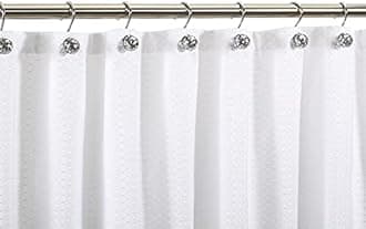 Chictie Silver Shower Curtain Hooks - Oil Rubbed Chrome Decorative Shower Curtain Rings,Set of 12 Bling Metal Rustproof Shower Hangers for Bathroom Curtains Rods Hollow Ball Design