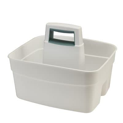 Deep Multipurpose Cleaning Caddy White – Tall Sides Prevent Items Falling Out Wipe-Clean