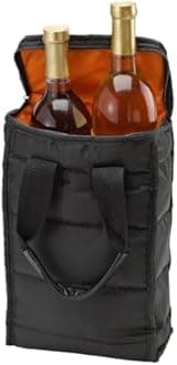 Wine Carrier Tote Bag - 2 Bottle Pockets - Attractive wine bag with thick external padding, zipper and easy to carry handles. The wine tote bag is perfect for travel, picnics or a day at the beach.
