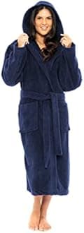 Towelling Robe 100% Egyptian Cotton Bathrobe - Women's Men Highly Absorbent Terry Hooded For Bath Shower Spa Hotel
