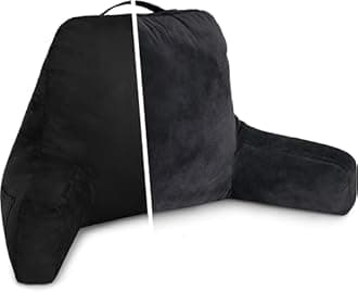 Husband Pillow Aspen Stable Black, Reading Pillow Bed Rest Chair, Two-Sided Reversible Fabric, Large Lounge Cushion Adult Backrest with Arms, Comfy Back Support for Sit Sitting Up, Wash/Remove Cover