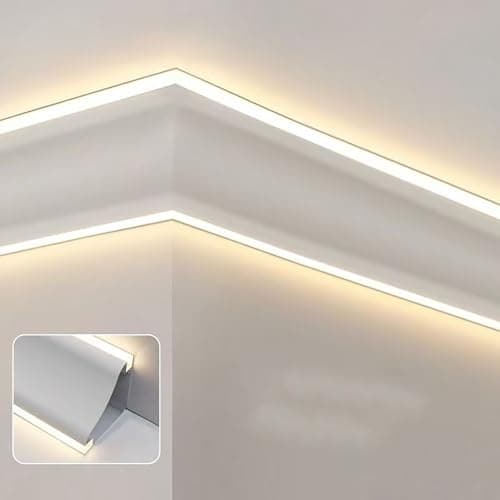 Crown Molding Led Indirect Lighting, Baseboard Led Strip Diffuser for Wall Corner or Ceiling, Surface Mounted Crown Moulding Without Led Strip(140cm/4.6ft)