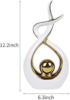 Norrclp Home Decor Modern Abstract Art Ceramic Statue Table Decorations for Dining Room Living Room Office Centerpiece (White and Gold, Large)