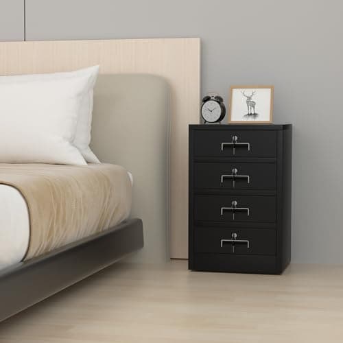 26.2H, Black, 4 Drawers