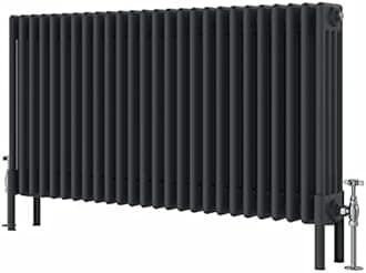 Warmehaus Traditional Cast Iron Style Anthracite 4 Column Horizontal Radiator 600x1190mm Central Heating Space Saving Radiators