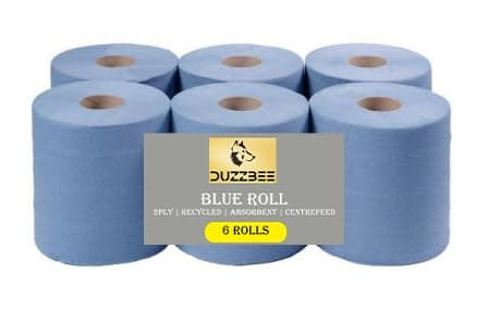 Centrefeed Blue Rolls 2 Ply 6 Pack Embossed Pattern Blue Paper Towels Strong and Absorbent Blue Roll Tissue Paper Blue Roll Kitchen Tissue Roll Blue Rolls for Cleaning and Industrial Issue.