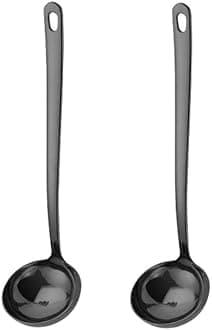 MBBITL Soup Ladle 2-Pack 2.9 Inches Large Bowl 304 Stainless Steel Spoon Kitchen Server - Black
