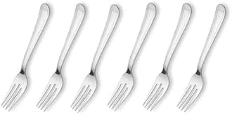 Crystal Stainless Steel Dessert Fork Set, Set of 6, Silver