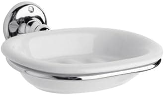 Milano Elizabeth Traditional Bathroom Wall Mounted White Ceramic Soap Dish Chrome Holder