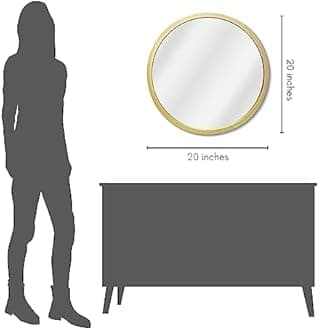 Americanflat 20" Framed Round Gold Mirror