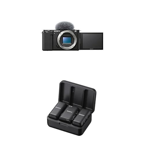 Bundle of Sony Alpha ZV-E10 - APS-C Interchangeable Lens Mirrorless Vlog Camera - Black + Sony Dual-Channel Wireless Microphone ECM-W3