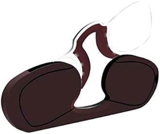 Ultra Thin Reading Glasses Nose Resting Pinching Readers+ Universal POD Case (Brown+2.00)