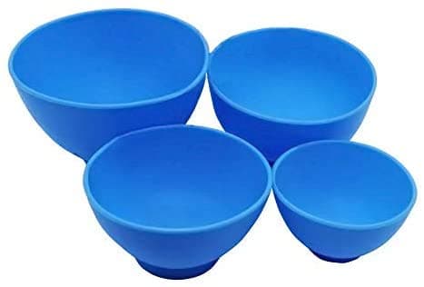 4Pcs One Set Silicone Flexible Rubber Impression Mixed Alginate Bowl Dental Mixing Bowls Blue