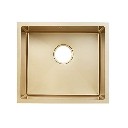 Brushed Gold Kitchen Sink Single Bowl Square Under-Mount Kitchen Basin Size 450MM x 450MM