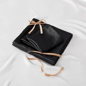 BEDELITE Satin Sheets Twin XL Size Bed Set, Luxury Soft Black Silky Sheets for Hair and Skin, Similar to Silk Bed Sheets Set 3 Pieces with 1 Deep Pocket Fitted Sheet, 1 Flat Sheet, and 1 Pillowcase