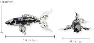 WitnyStore 5½" Black Clear Koi Carp Fish Artistic Blown Glass Figurine Premium Hand-Blown Statue Tabletop Decoration Unique Collectible for Adult Collectors Handcrafted Elegant Home Room Decor