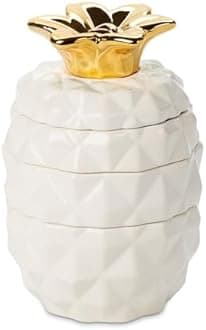 Set of 4 Decorative Pineapple Shaped Stackable Ceramic Kitchen Measuring Cups in 4 Assorted Sizes