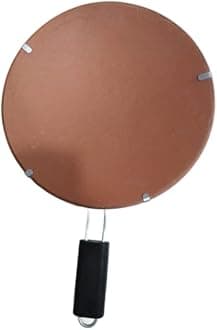LKC Clay Brown Tawa with Handle for Cooking Roti, Chapati, Dosa, upma, Handmade Mitti Terracotta Clay Tawa, Clay Tawa for Traditional Taste Pack of 1 Piece 14X14X2cm