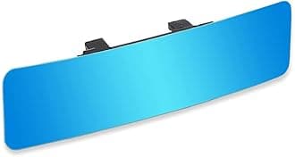 SkycropHD Anti Glare Rear View Mirror Frameless Car Interior Rearview Mirror Panoramic Wide Angle to Eliminate Blind Spots – Convex,11.8in (Blue)
