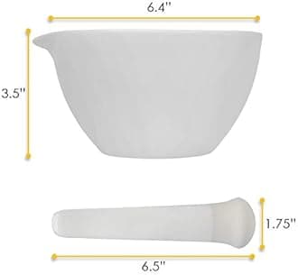 Eisco Mortar & Pestle, 550ml - 155mm - Porcelain, Unglazed Grinding Surface - Labs
