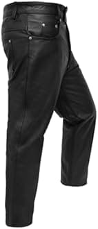 Touch&Torn Leather Pants Motorcycle Pants for Mens 30" to 44" Waist Jeans Style Pant with 5 Pockets Motorbike Pant for Biker