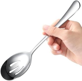 Serving Spoons 8.7 Inches Slotted Serving Spoon Large Cutlery for Catering Buffet, Mirror Polished, Dishwasher Safe, 4 Pieces