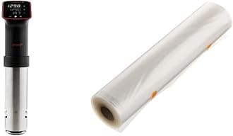 Anova Culinary (ANOVA) ᴿᴱᴰ Precision Cooker Pro, Black, Medium & Precision Vacuum Sealer Bag (Rolls),Clear,ANBR01