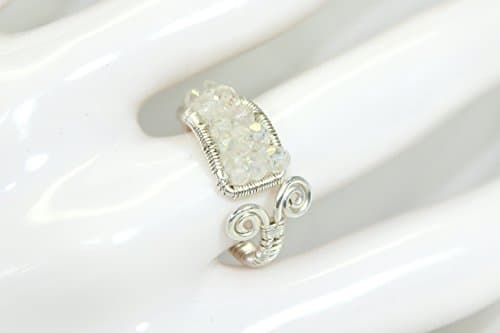 Rainbow Moonstone Asymmetrical Adjustable Sterling Silver Ring