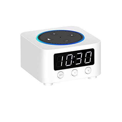 Desk Clock for Echo Dot 2nd Generation, Echo Dot Holder Stand Docking Station with LED Clock, Bedside Clock for Smart Home Alexa, Saving Space on Nightstand or Tables (White)