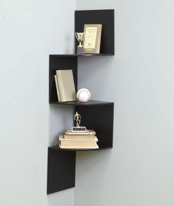 Denelchon Black Wall Corner Shelf Unit