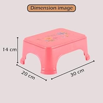 Kuber Industries Pack of 2 Bath Stool for Bathroom | Plastic Stools for Sitting | Bathroom Stool for Bathing | Flower Print Square Stool | Pink