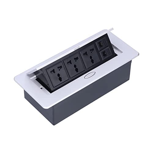 gostcai Pop Up Outlet, Hidden Desk Pop Up Socket, Embedded Power Strip Connection Box with 3 Outlets & 2 USB Charging Ports, for Floor/Office Table/Sofa/Factory, Safe and Durable