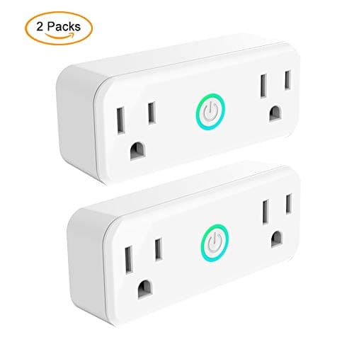 WIFI Smart Plug 2-Pack 10A Dual Smart individually Outlet Mini Wireless Socket Compatible with Alexa Google Home IFTTT for Voice Control