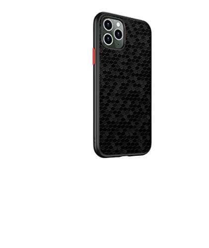 Bloom Skins Case Compatible With Apple iPhone 11 Pro Max | Luxury Black Honeycomb Protective Full Body Heavy Duty Slim Shockproof Bumper Hard Skin Grip Case With 3D Texture [Red Buttons] | Made In USA