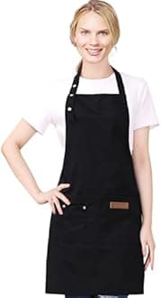Red Kitchen Cooking Apron for Women Men with Pockets Canvas Server Aprons