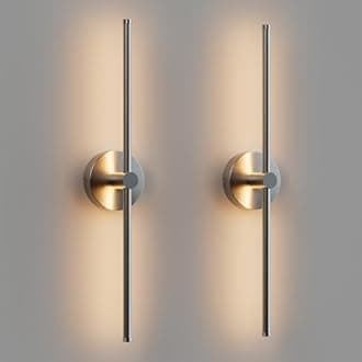 ZAGO 24 Inch LED Indoor Linear Wall Sconces Set of Two, 3CCT Switchable, Brushed Nickel, Hardwired and Wall Mounted, Dimmable for Living Room, Hallway, Bedroom, 120-277V, 14W, 900LM, ETL Certified