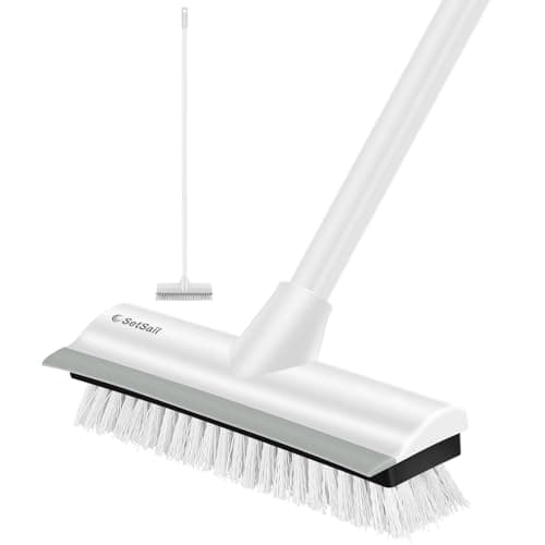 SetSail Floor Scrub Brush with Long Adjustable Handle Heavy-Duty Stiff Bristles Floor Scrubber 2-in-1 Deck Grout Brush for Cleaning Shower Bathroom, Tile, Carpet, Kitchen