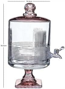 4.5 Litre Footed Glass Juice Dispenser with Tap | Fringed Detox Jar | Mason Jar Beverage Dispenser for Water, Beer, Juice, Liquor | Pack of 1, Transparent