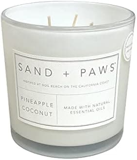 Sand + Paws Scented Candle - Pineapple Coconut - Additional Scents and Sizes –Luxurious Air Freshening Jar Candles Neutralize pet Odors and Enhance Home décor – 100% Cotton Lead-Free Wicks - 21 oz
