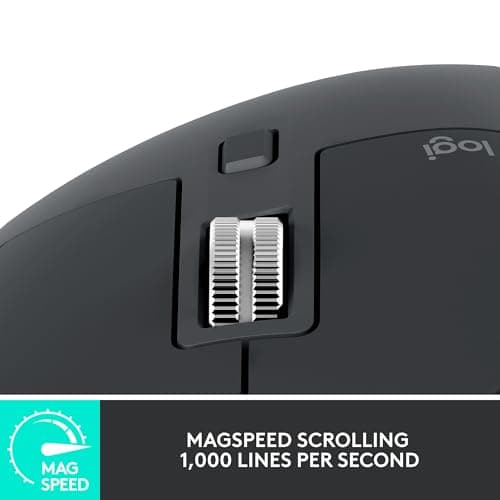 Logitech MX Master 3S - Wireless Performance Mouse, Ergo, 8K DPI, Track on Glass, Quiet Clicks, USB-C, Bluetooth, Windows, Linux, Chrome - Graphite - With Free Adobe Creative Cloud Subscription